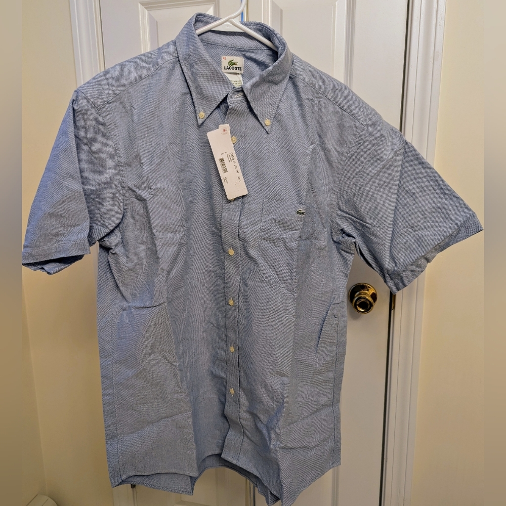 Lacoste Blue Short Sleeve Cotton Shirt